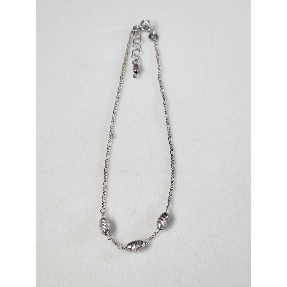 925 Sterling Silver‎ Metal Bead & Figaro Chain Bracelet/ Anklet FREE $HIPPING!!!